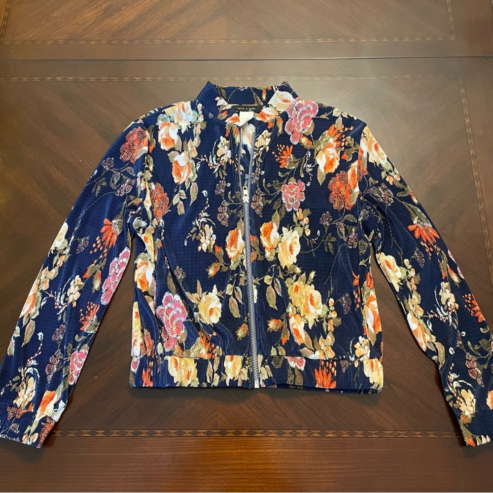 Jennie & Marlis Navy Blue Floral Thin Jacket
